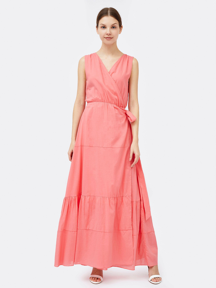 Сарафан с оборками макси, Женский, Лето, размер 48, материал Шелк ...