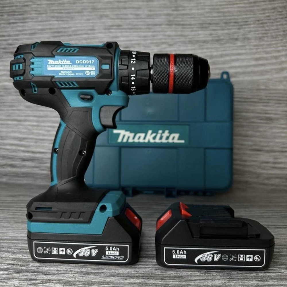 Дрель-шуруповерт Makita 36V / Шуруповерт аккумуляторный Макита 36 В (68 Нм, 2 АКБ Li-ion, 5.0 Ач, 2 скорости #1