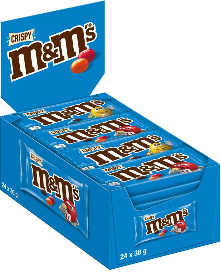 M&M's конфеты драже, Криспи 6 цветов (Синий), 36гр * 32шт. купить