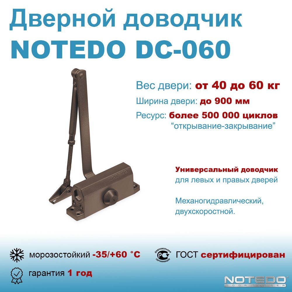 Доводчик дверной NOTEDO купить по низкой цене в интернет-магазине OZON  (590382750)