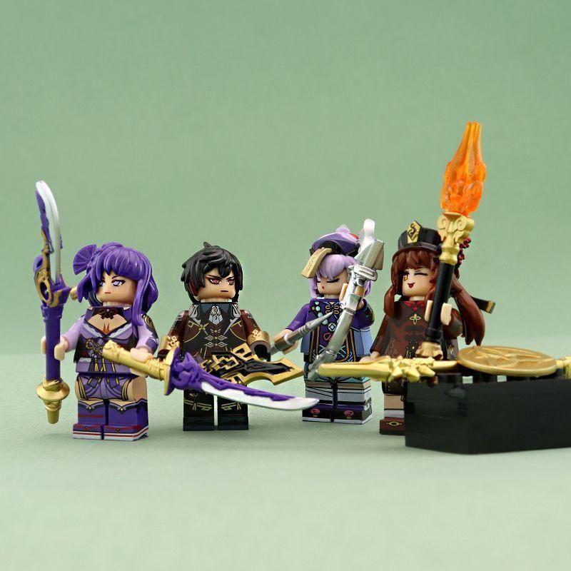 4шт фигурок совместим с лего аниме Genshin Impact Minifigures Zhongli ...
