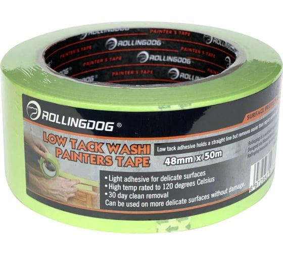 Малярная лента для деликатных поверхностей Rollingdog Low Tack Washi Tape 48 мм, 50 м 81391  #1