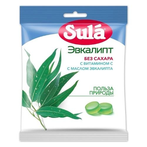 Sula Леденцы без сахара Эвкалипт с витамином С, с маслом эвкалипта 60 гр  #1