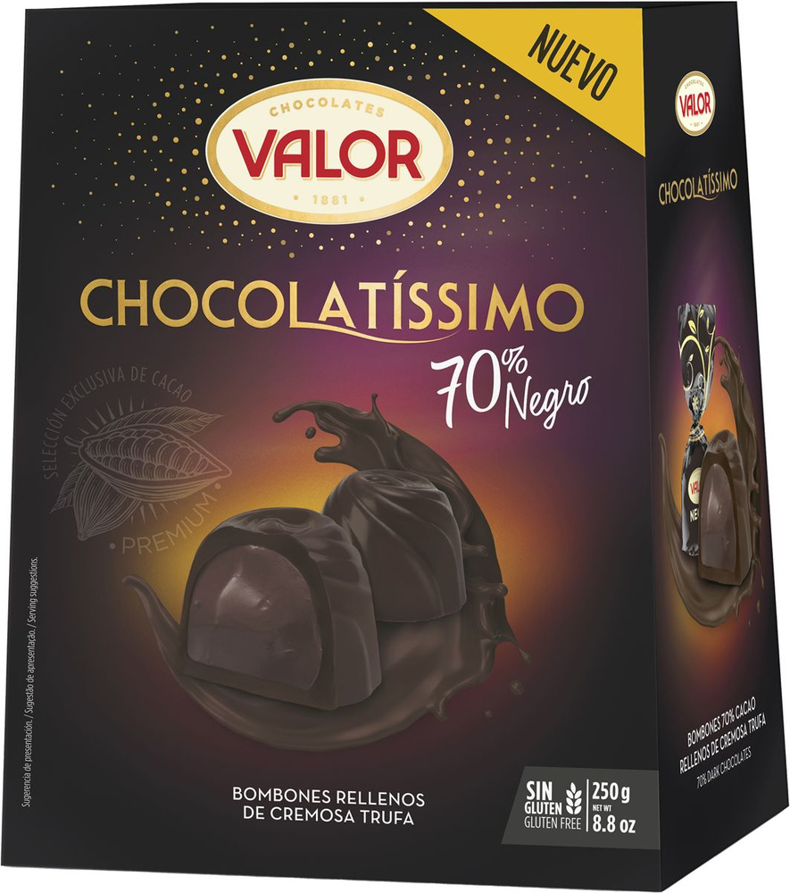 Конфеты в горьком шоколаде Валор пралине трюфельная начинк Валор кор, 250 г (в заказе 1 штука)  #1