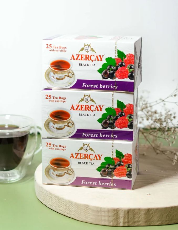 Чай Азерчай черный Лесные ягоды 25 пакетов - 3 штуки #1