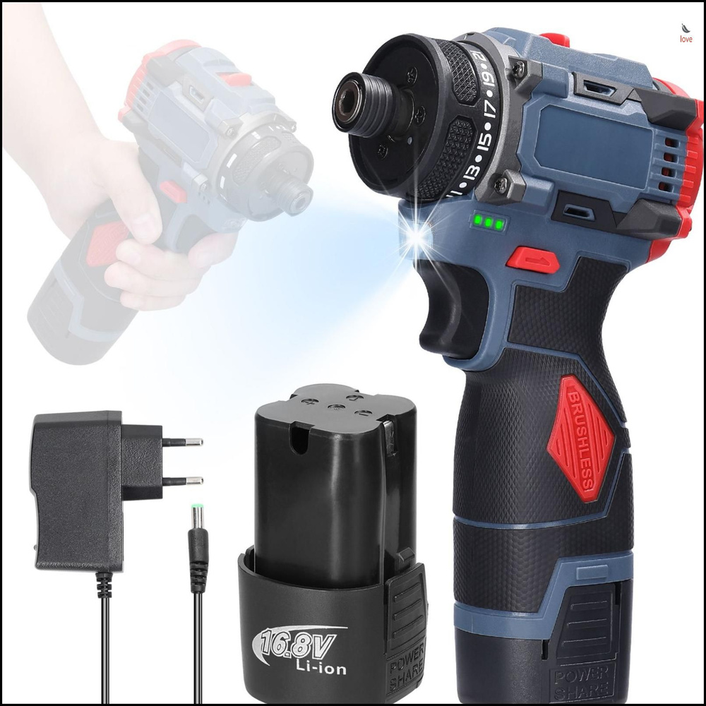 Отвертка аккумуляторная,16.8V многофункциональный бесщеточный ...