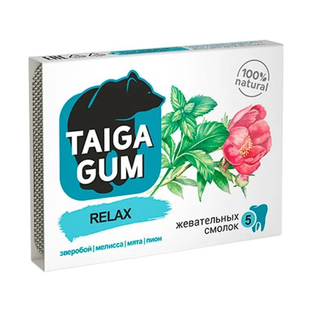 Алтайский нектар "Taiga Gum", Relax смолка жевательная без сахара 0.8 г №5 БАД  #1