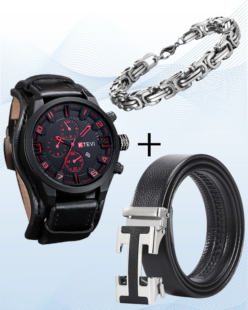 Geneva Часы наручные Кварцевые Ktevi black & ST ser  & Hermes Black #1