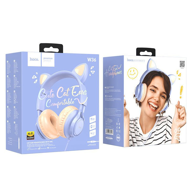 Наушники Внутриканальные hoco Hoco W36 Cat ear headphones with mic ...