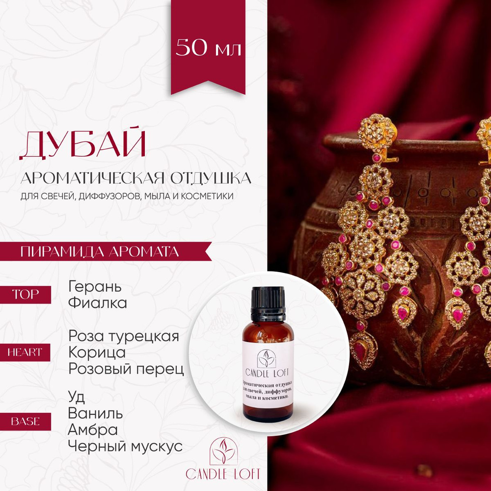 Ароматическая отдушка Дубай для свечей, диффузоров, мыла и косметики 50 ...