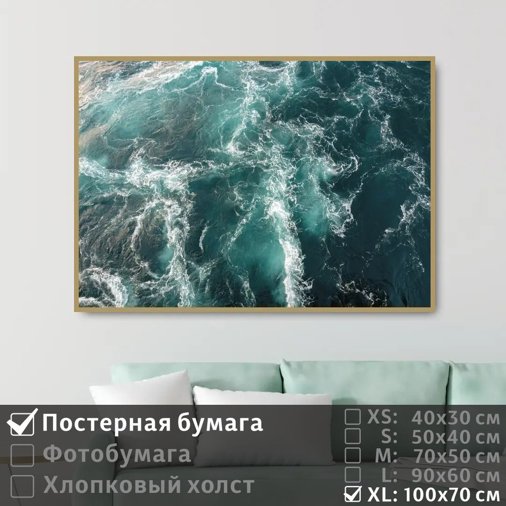 Постер на стену Морская Волна 100х70 см ПолиЦентр #1