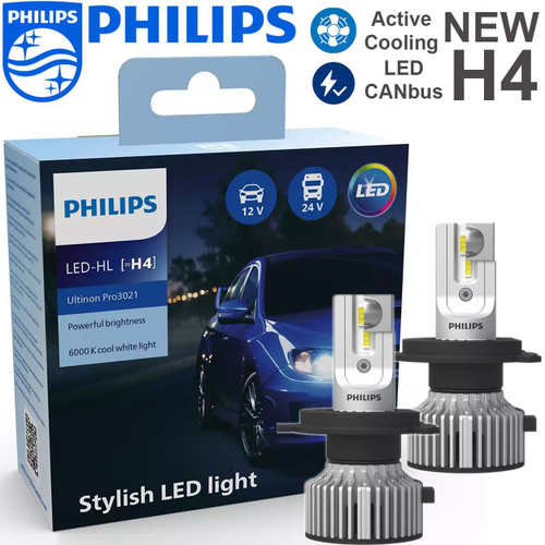 2x lampes H4 pour éclairage avant LED Ultinon Pro3021 11342U3021X2