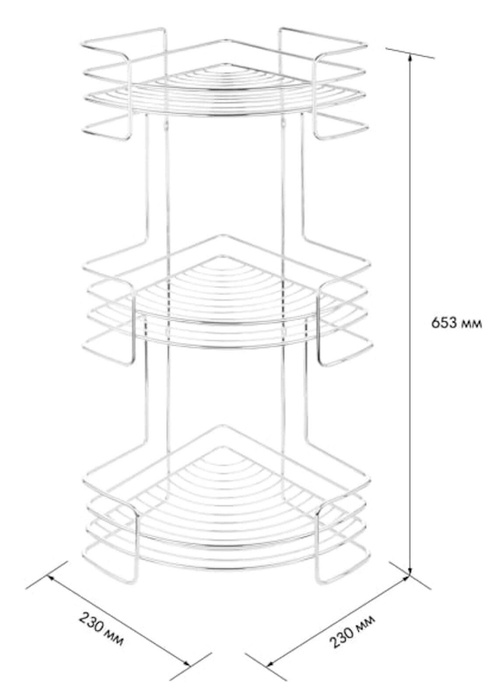 Полка для ванной комнаты угловая чмз 3 ярусная
