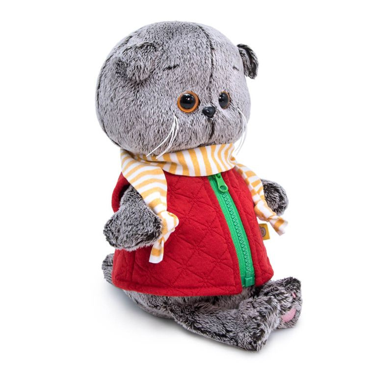 Мягкая игрушка 20см BUDI BASA кот Басик BABY в стеганом жилете (BB-072 ...