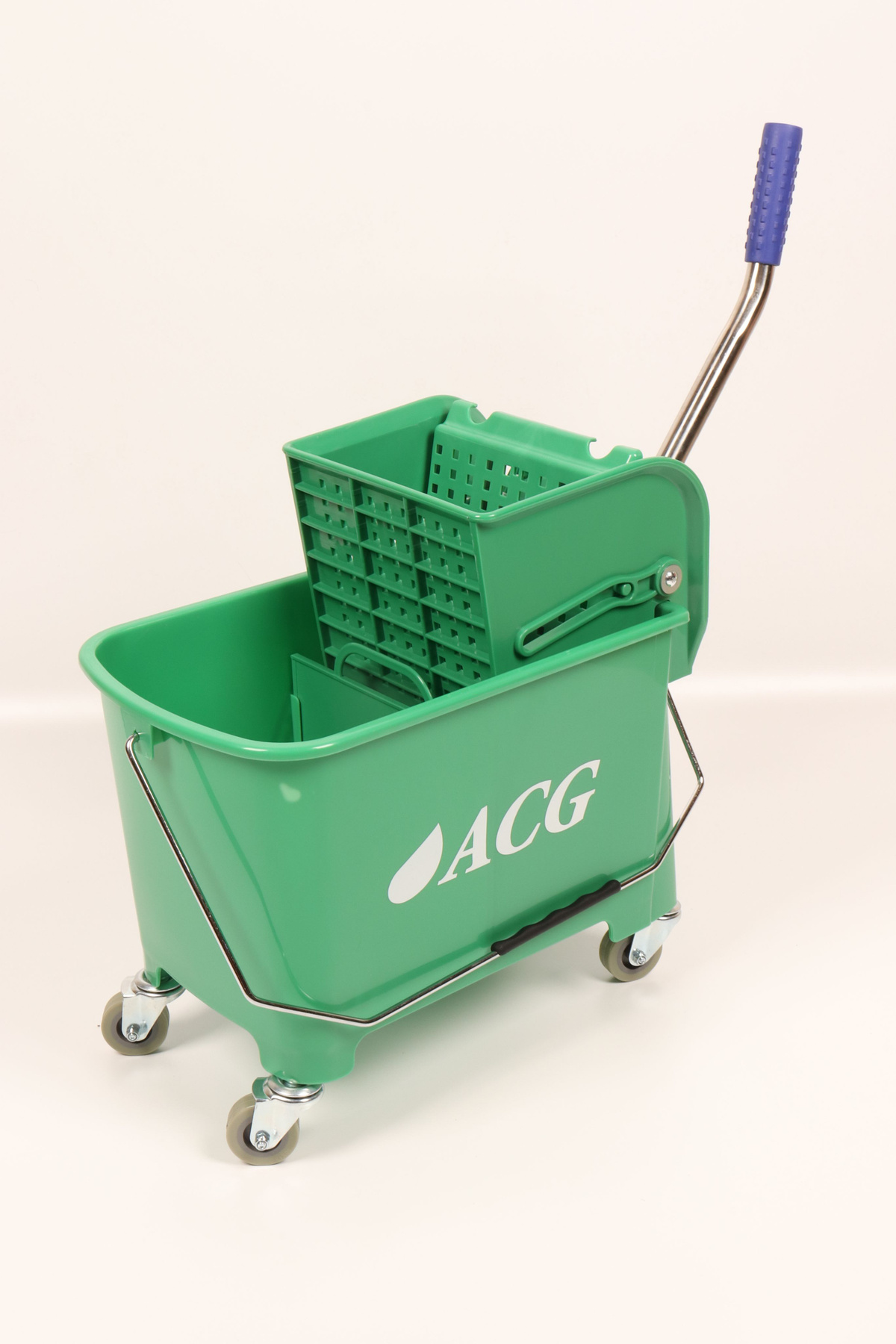 Тележка уборочная ACG, ведро двойное 20л зеленое, отжим механический ...