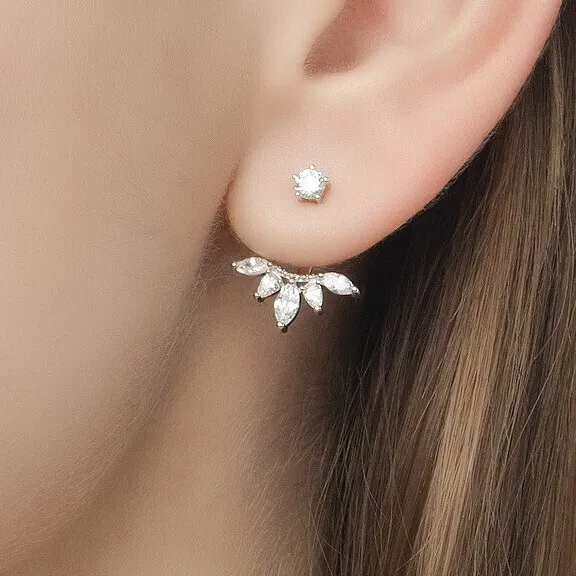 ATLANTA jewelry Серьги трансформеры серебро 925, ювелирные серебряные сережки джекеты 2 в 1 из серебра #1