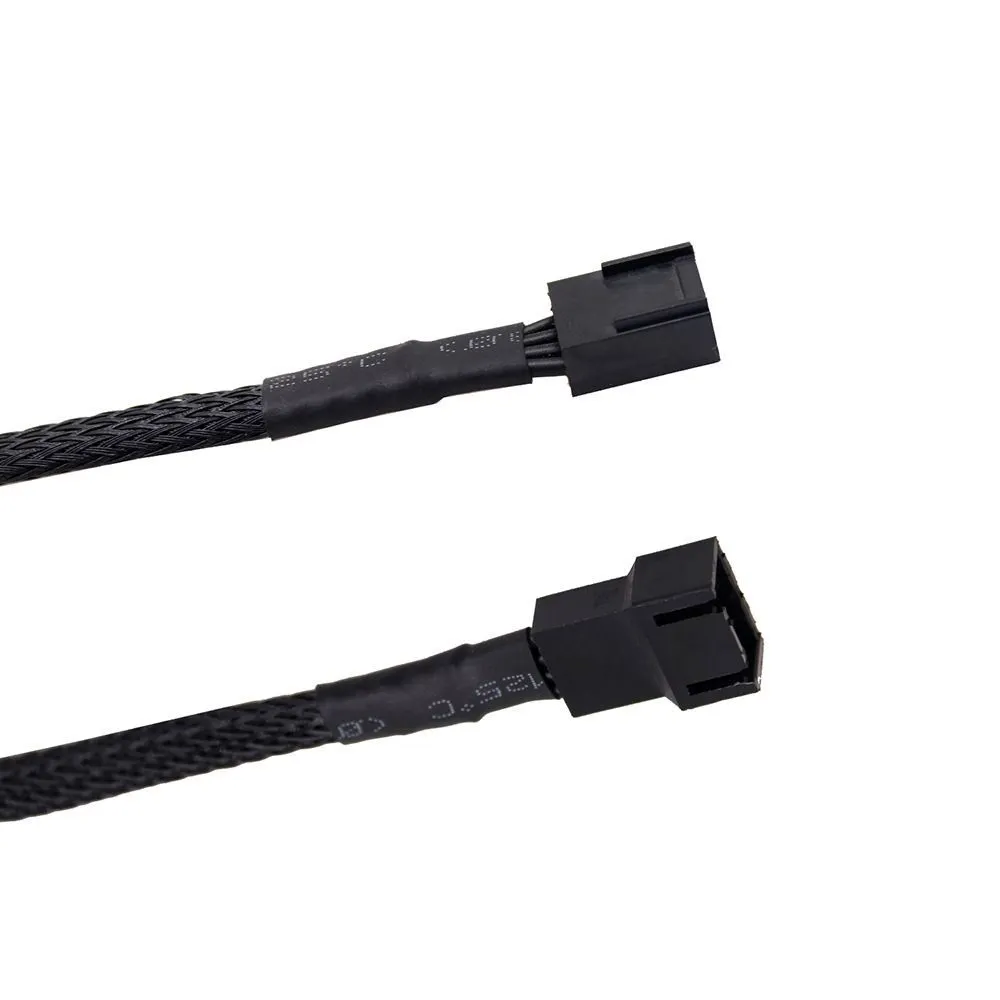 Удлинитель вентилятора 4 pin pwm 30см Черный в оплётке плоский, черный, фото 2