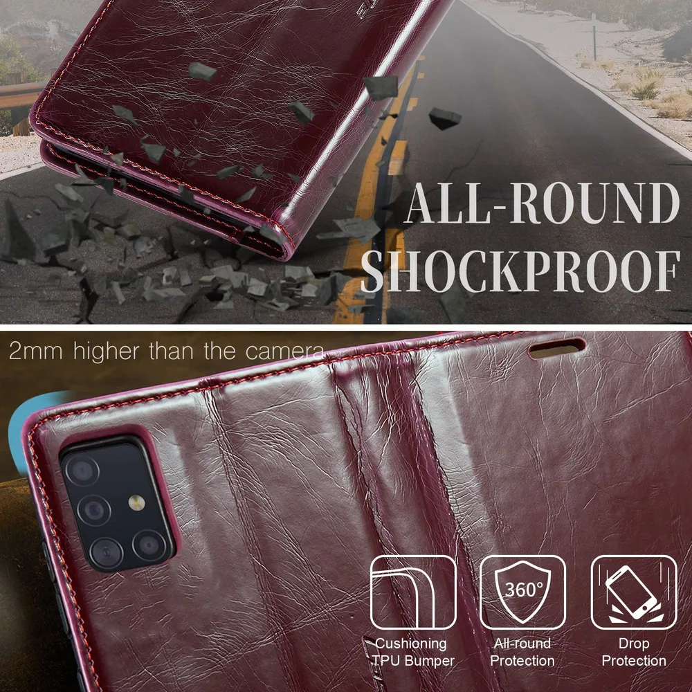 Caseme Кожаный книжка чехол для Samsung Galaxy A51 4G / M40S / Самсунг A51 4G с визитницей из экокожи, 4 г, 4 г, фото 4