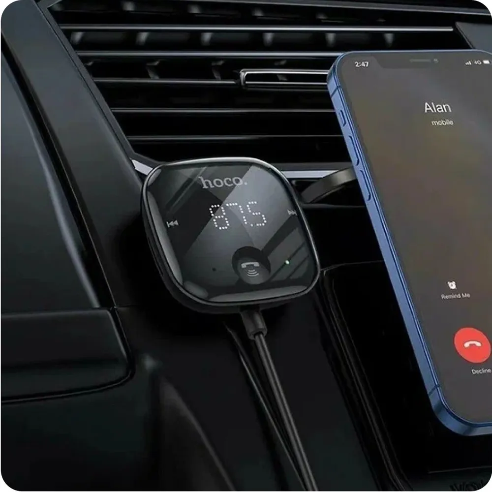 hoco FM-трансмиттер E65, Bluetooth 5.0, USB 2.0;3.5 мм, черный, черный, фото 4