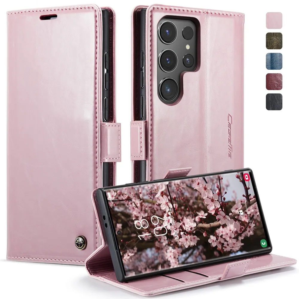 Caseme Кожаный книжка чехол для Samsung Galaxy S25 Ultra (Самсунг Галакси С25 Ультра) с визитницей из экокожи, вариант, фото 2