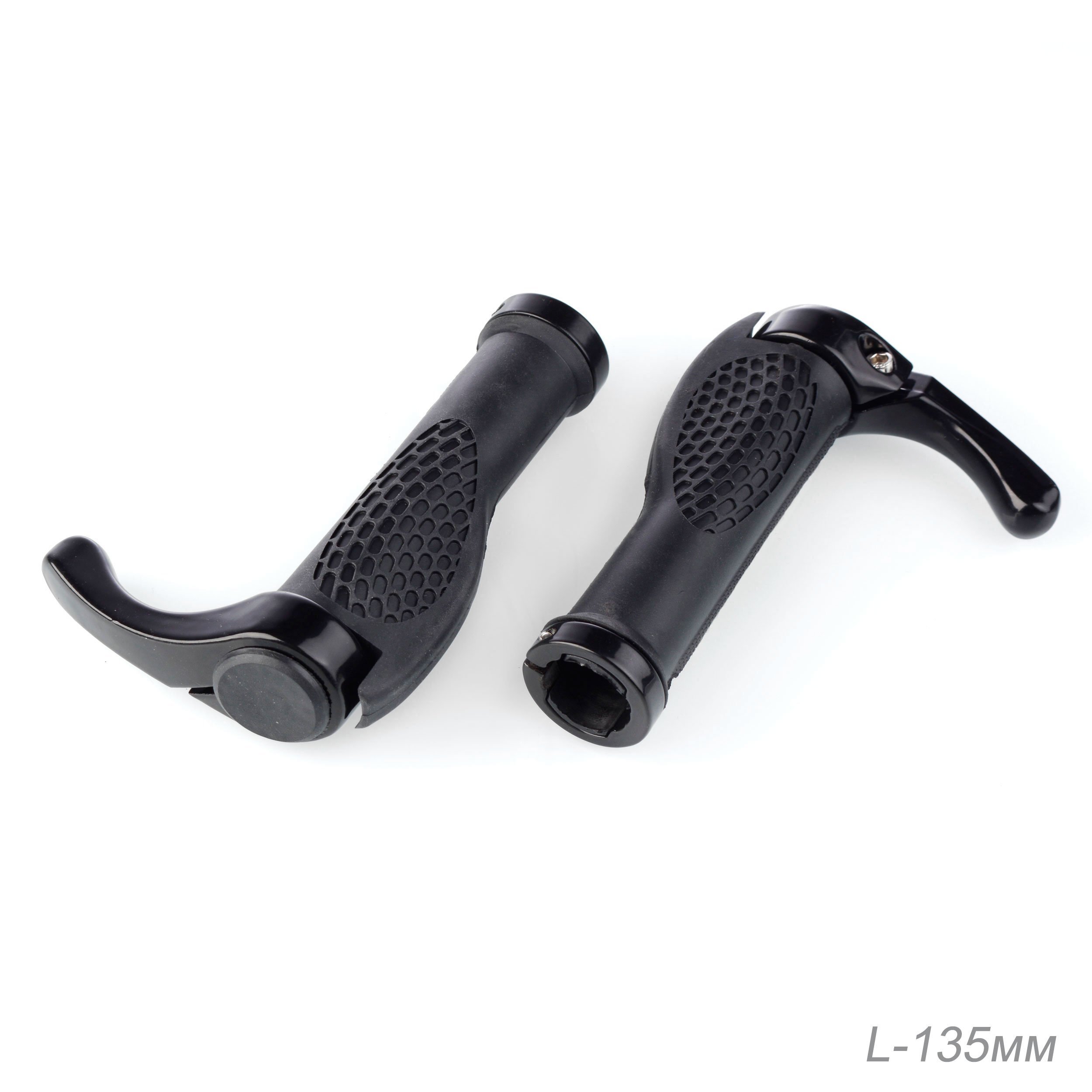 Грипсы для велосипеда COMIRON LC-705065 135 х 105 мм, эргономичные, с рожками, полимерный материал, черные, 2 шт.
