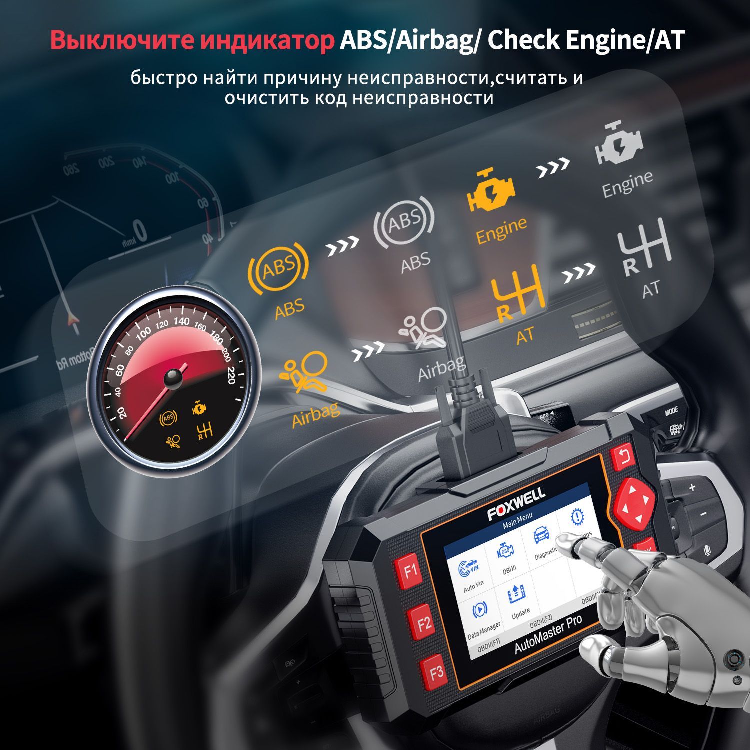 Автосканер Foxwell NT604 - купить по выгодной цене в интернет-магазине OZON  (569901026)