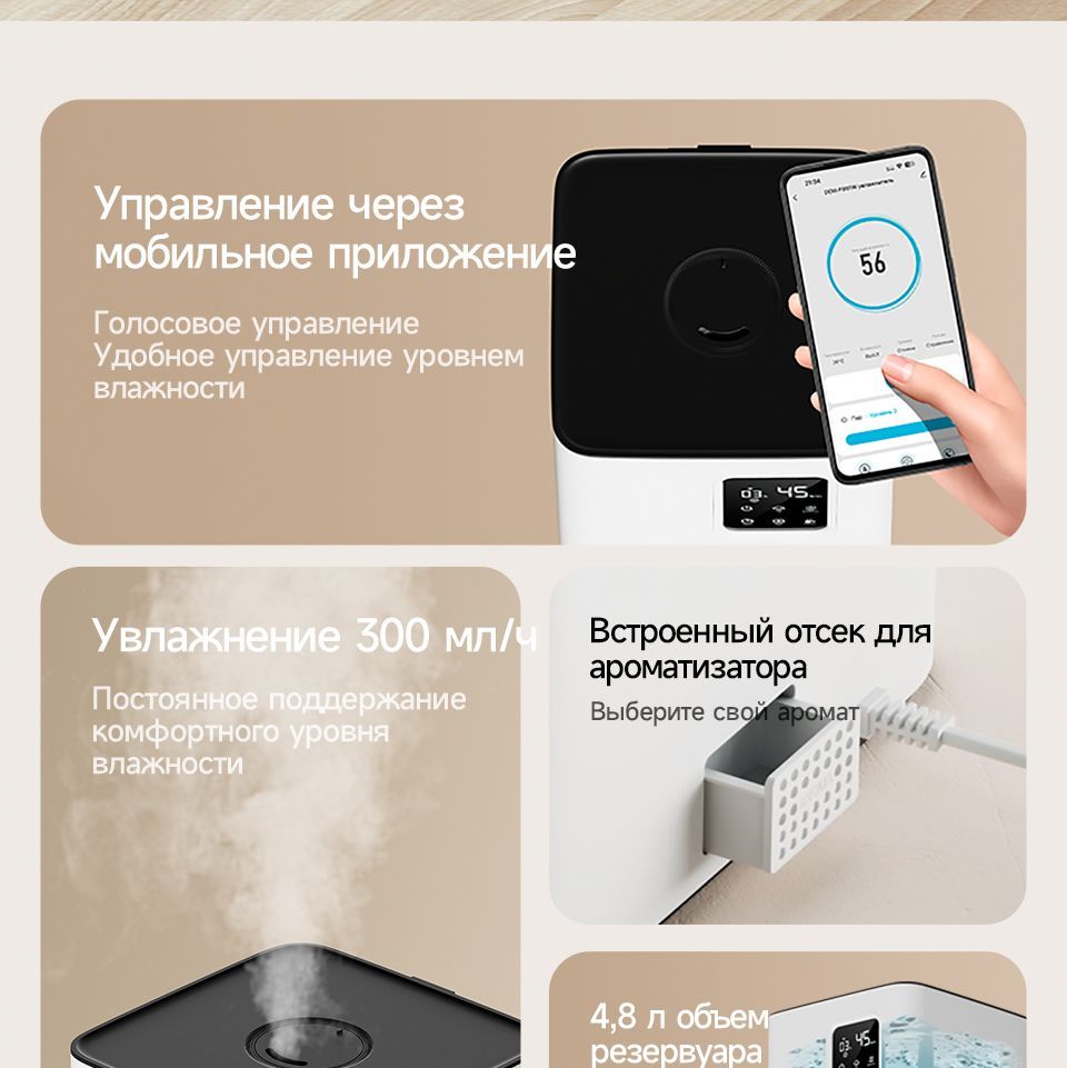 Увлажнитель воздуха DEERMA F951 (с дисплеем)/ мойка воздуха / 4.8 л ...