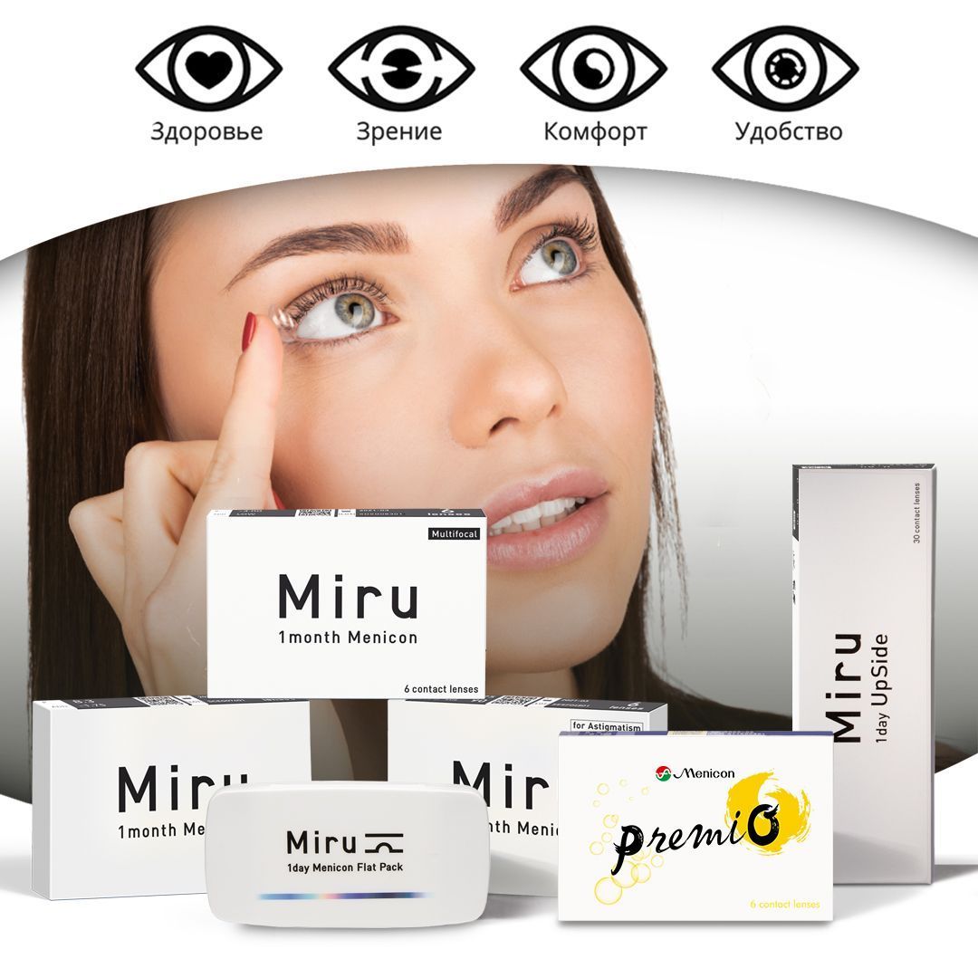 Линзы Miru 1 month , Menicon 6 шт -4.25 Радиус кривизны 8.6 - купить с ...
