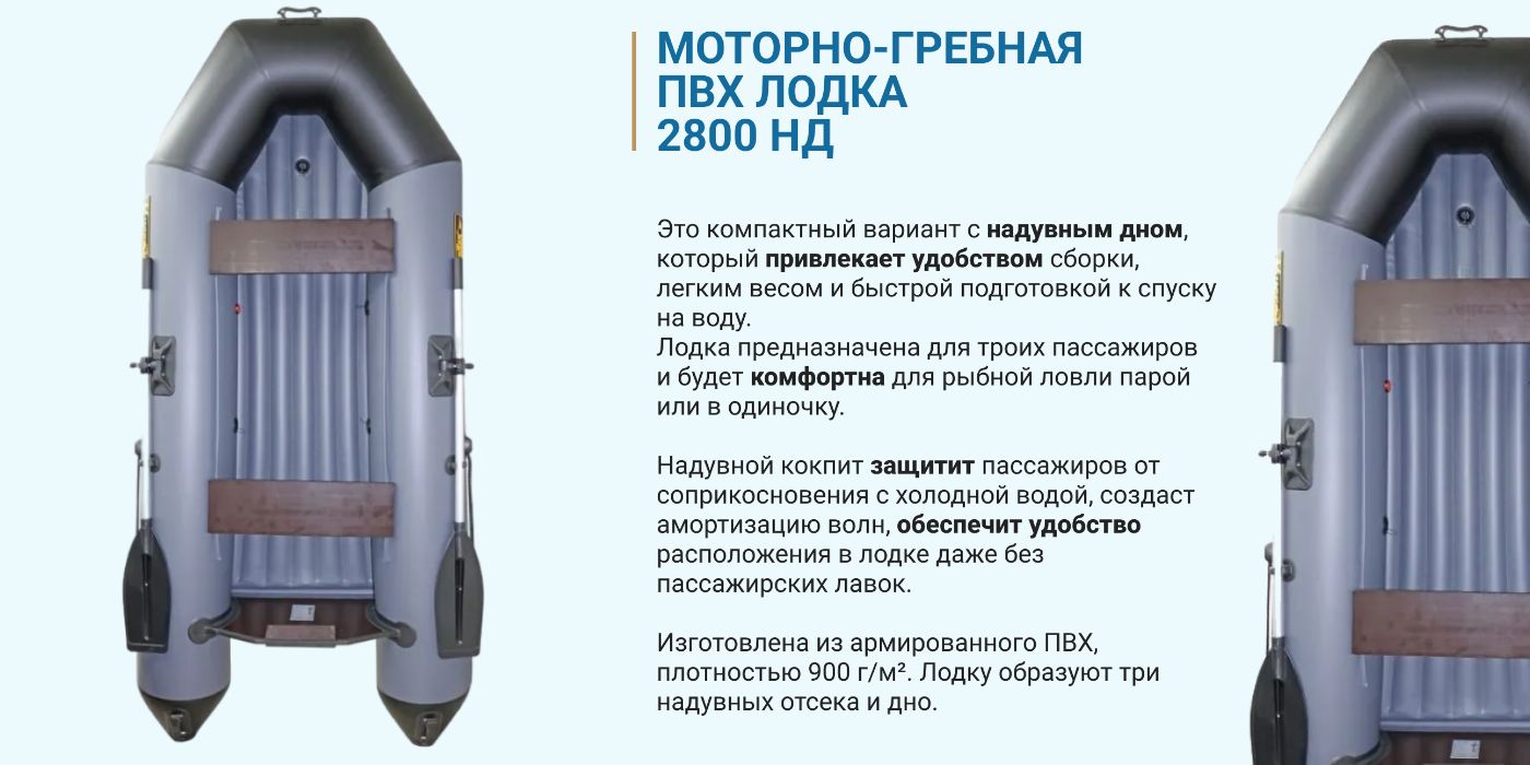 Лодка ПВХ для рыбалки надувная Муссон 2800 НД с надувным дном ...