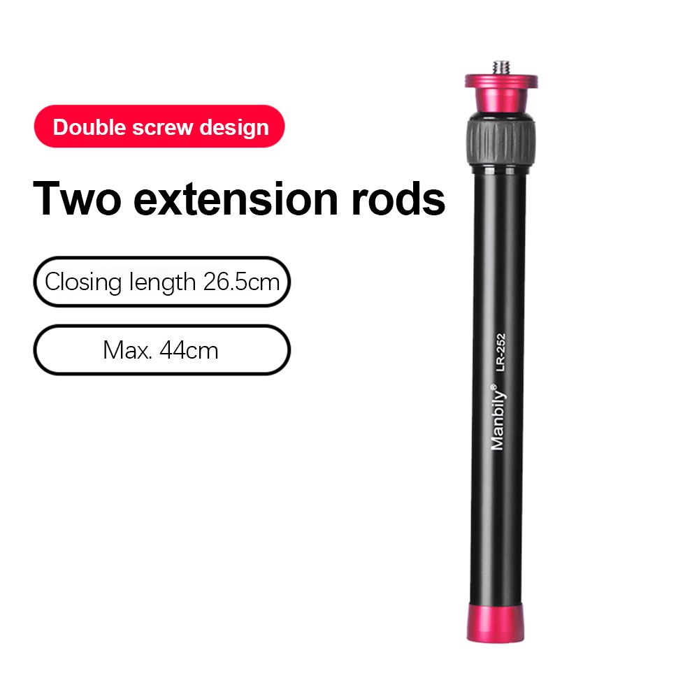 АлюминиевыйудлинительManbilyLR-252длиной44,5смсуниверсальнымивинтамисрезьбой1/4"и3/8"длястабилизаторовцифровыхзеркальныхкамер