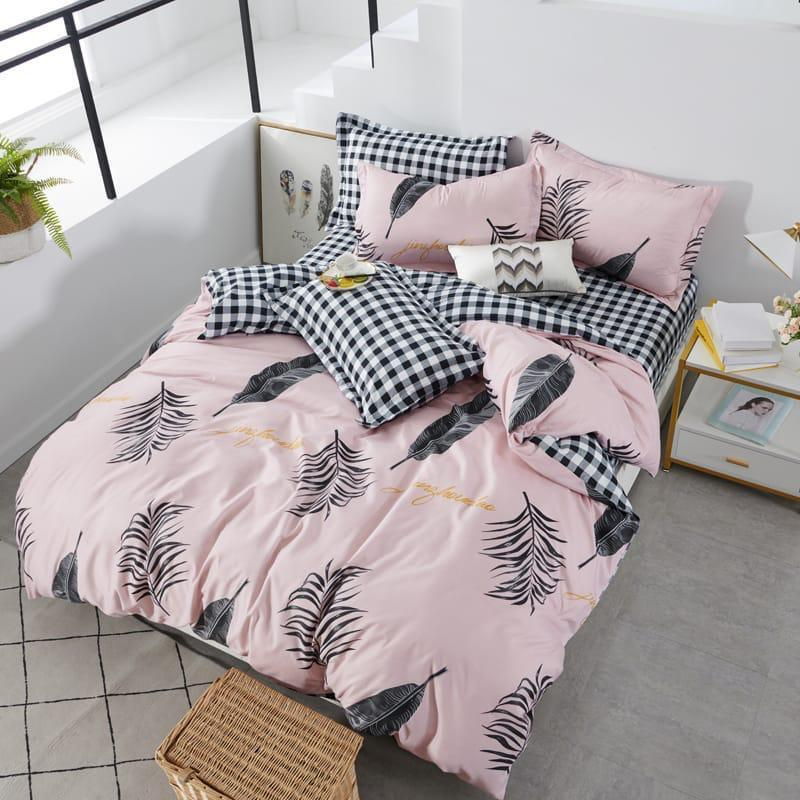 Комплект постельного белья Mency House Pink leaves 1,5 спальный, Поплин, наволочки 70х70  #1
