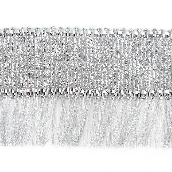 Тесьма-бахрома отделочная металлизированная шир.70мм цв.серебро упак.13,7 м  #1