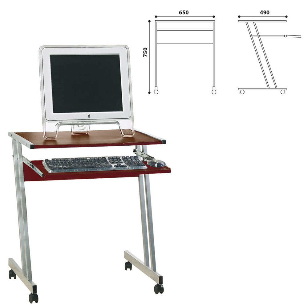 Стол компьютерный на металлокаркасе, 650х490х750 мм, цвет орех  #1