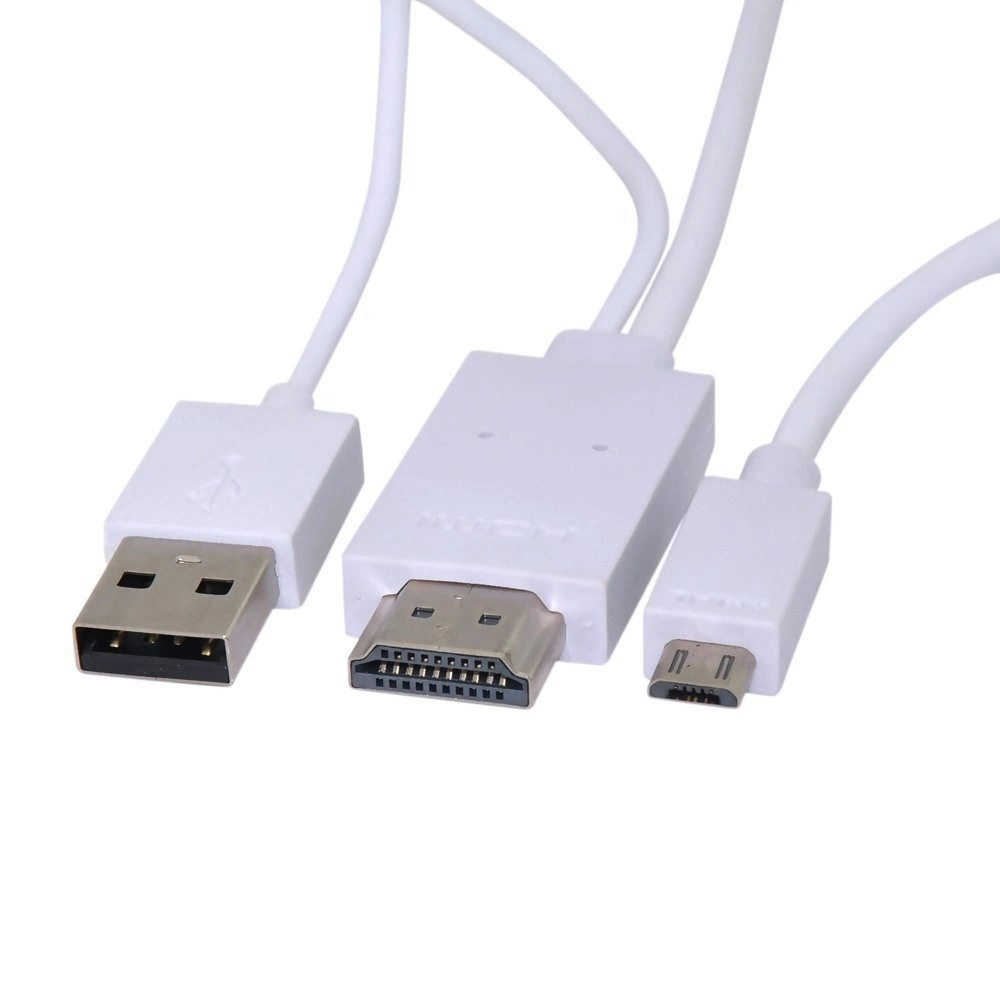 Кабель переходник-адаптер MHL - HDMI - Micro USB для подключения смартфона  к монитору или телевизору (белый ) - купить с доставкой по выгодным ценам в  интернет-магазине OZON (258906161)