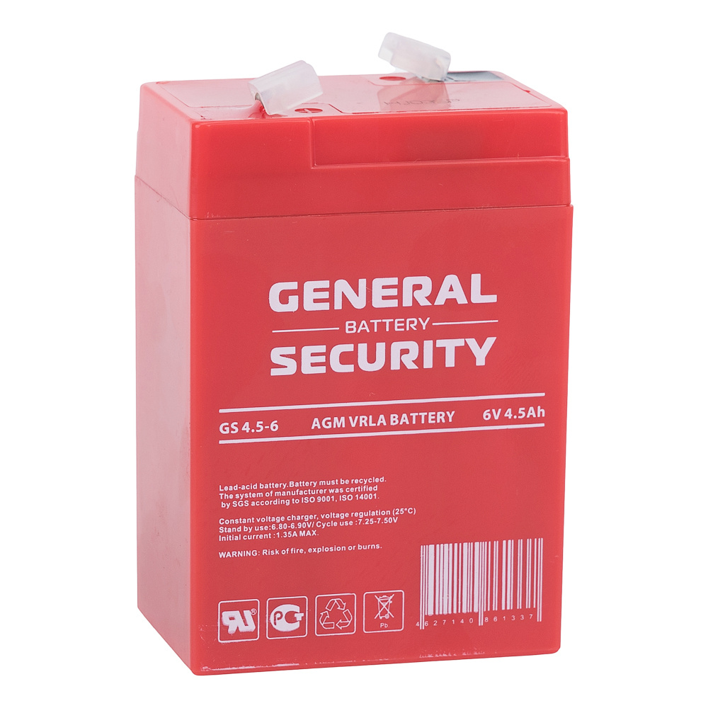 Свинцово-кислотный аккумулятор general security GS 4.5-6 ( 6V 4.5AH ...