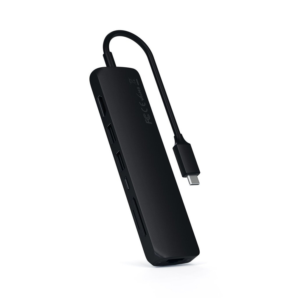 USB-C адаптер Satechi Type-C Slim Multiport with Ethernet Adapter.  ST-UCSMA3K. Цвет: черный. - купить с доставкой по выгодным ценам в  интернет-магазине OZON (874585394)