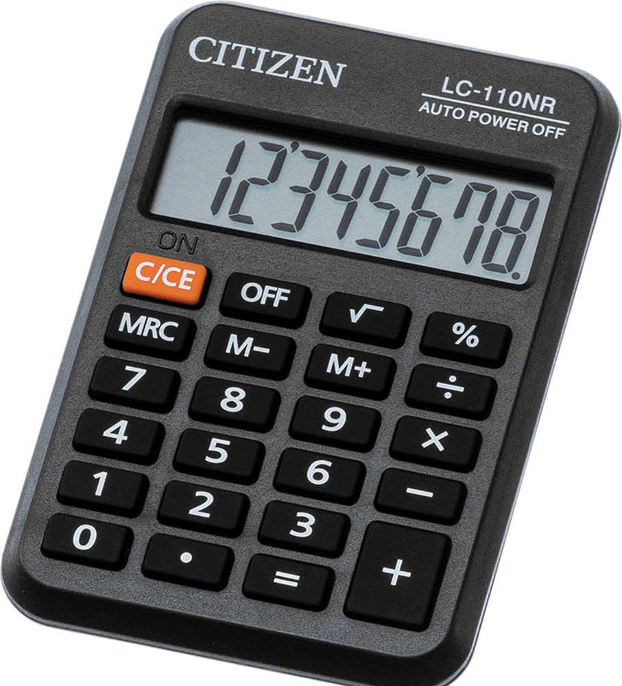 Калькулятор карманный Citizen LC-110NR, 8-ми разрядный, цвет черный, 8,8 х  5,8 см