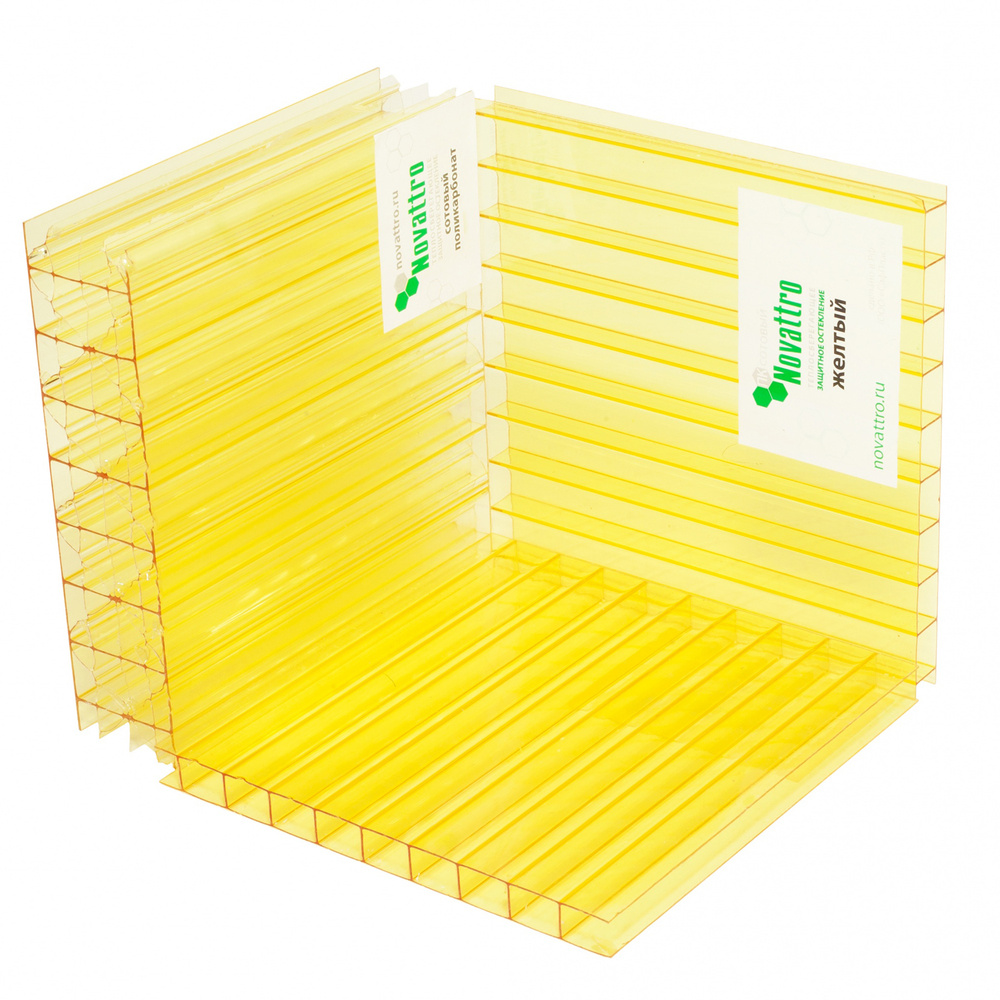 Сотовый поликарбонат Novattro 6мм, 1000x1000мм, желтый купить на OZON ...