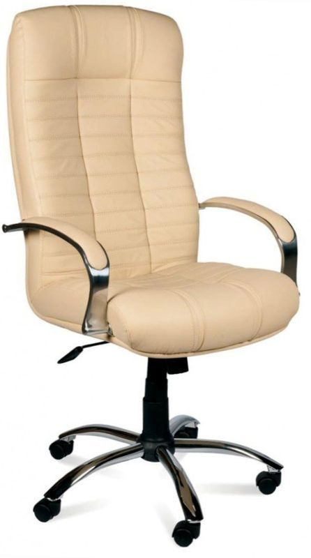 Офисное кресло ЕвроСтиль Атлант Хром, Кожа натуральная полированная ...