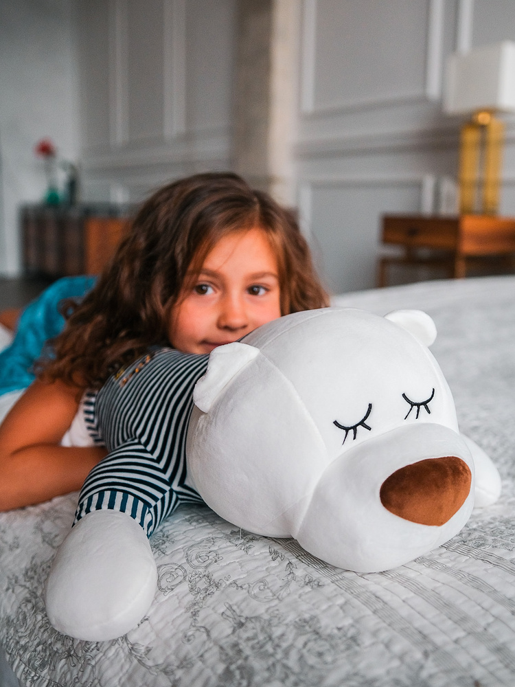 WiMi, Мягкая игрушка белый мишка, Большой плюшевый медведь 60 см ...