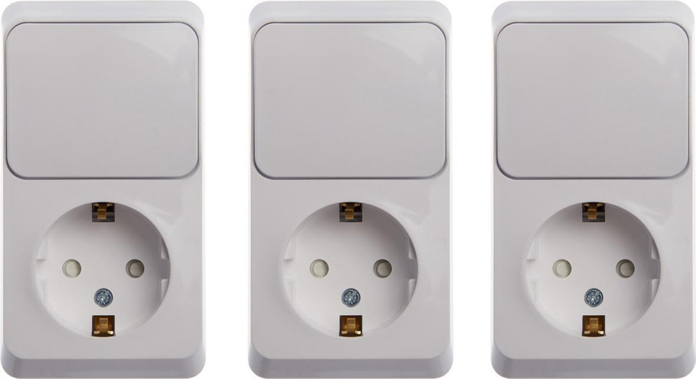 Блок Schneider Electric Этюд с одноклавишным выключателем и розеткой с ...