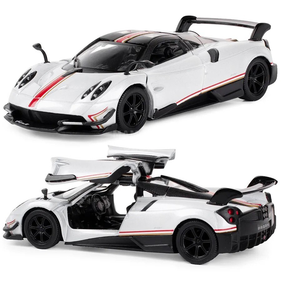 Машинка металлическая Kinsmart 1:38 2016 Pagani Huayra BC 5400DFKT  инерционная, двери открываются / Белый с принтом - купить с доставкой по  выгодным ценам в интернет-магазине OZON (417061907)