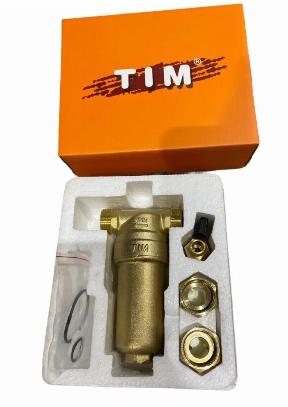 Фильтр механической очистки TIM JH-1003 - 1/2" с промывкой, латунной колбой без манометра  #1