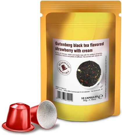 Чай в капсулах Gutenberg черный ароматизированный Клубника со сливками (система Nespresso) 10шт  #1