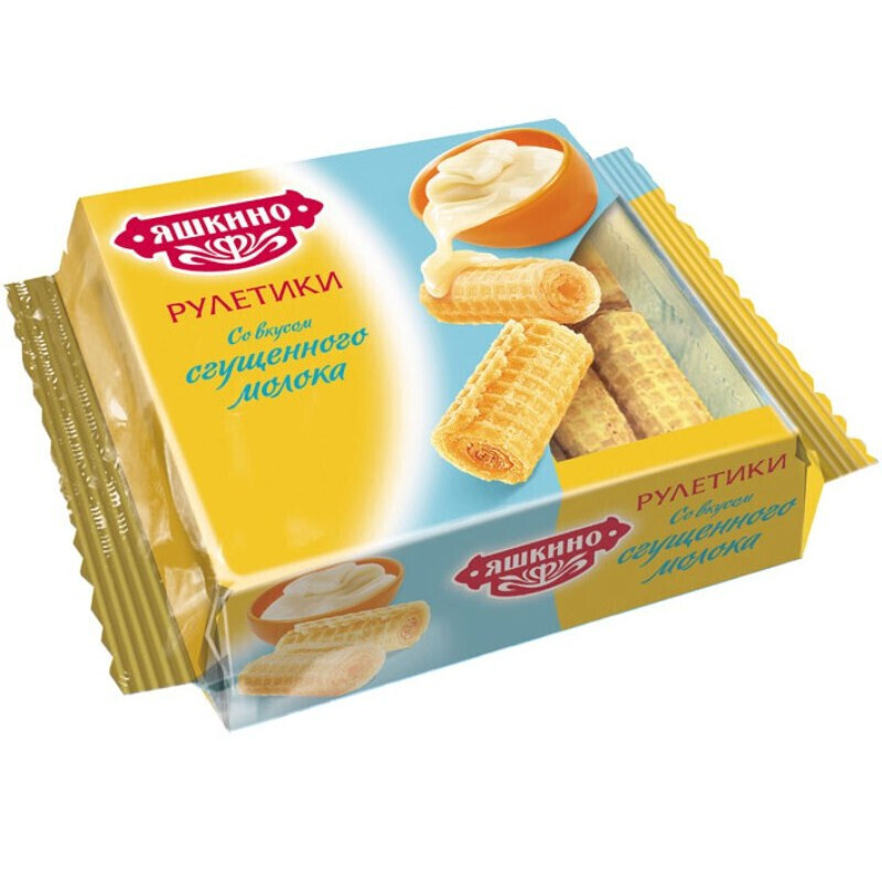 Вафли Вафельные рулетики Яшкино со вкусом сгущенного молока 160 г КВ341 ...