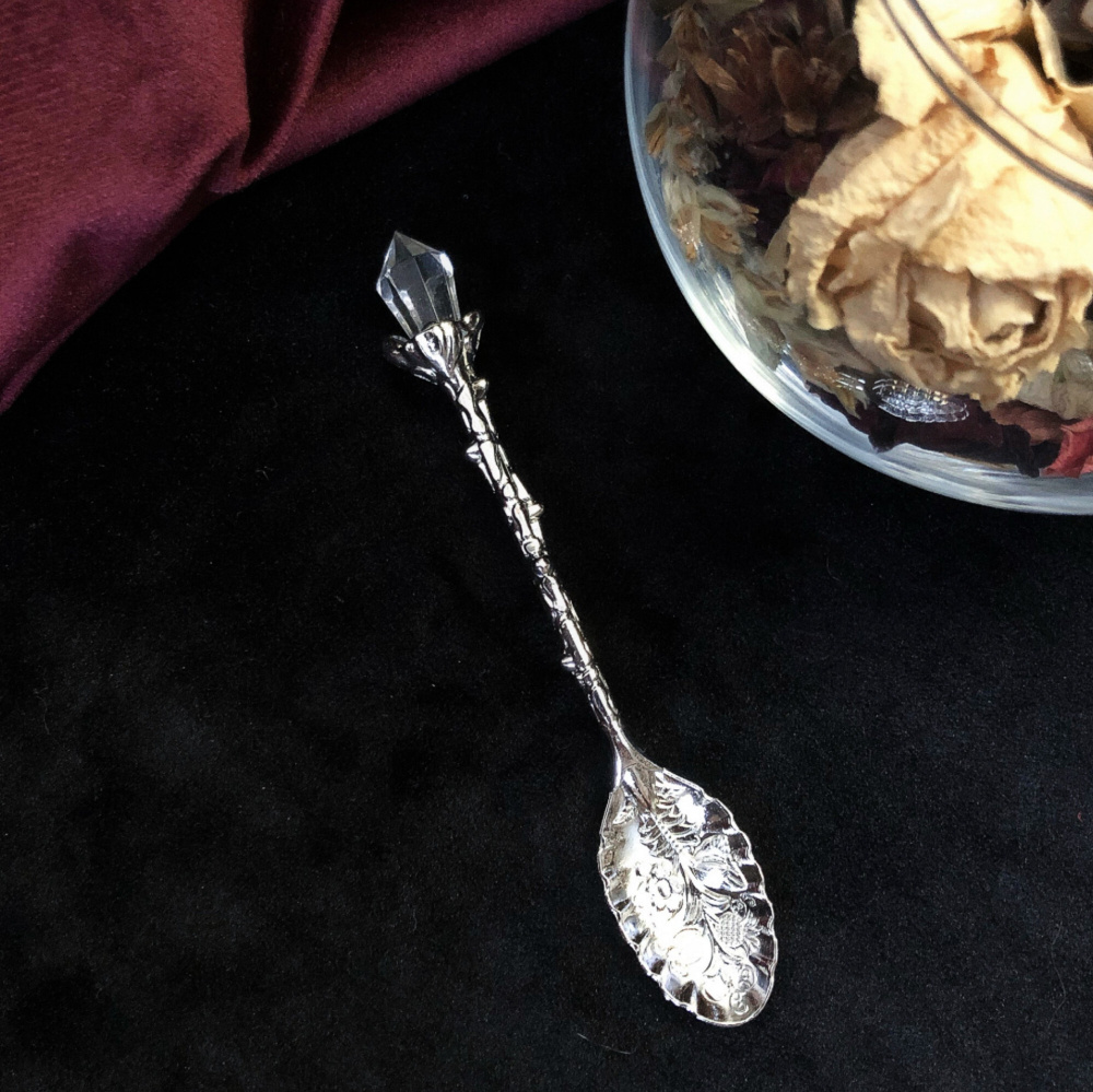 Ложка сувенирная с кристаллом, 110x19x11 мм, цв. серебро - купить с ...