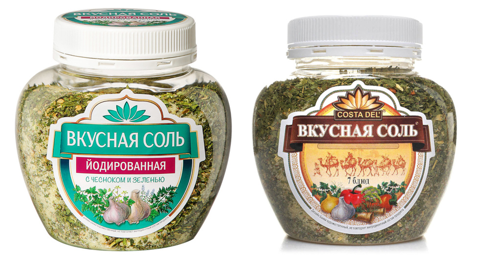 Соль Вкусная Соль йодированная с чесноком и зеленью + Вкусная соль 7 ...