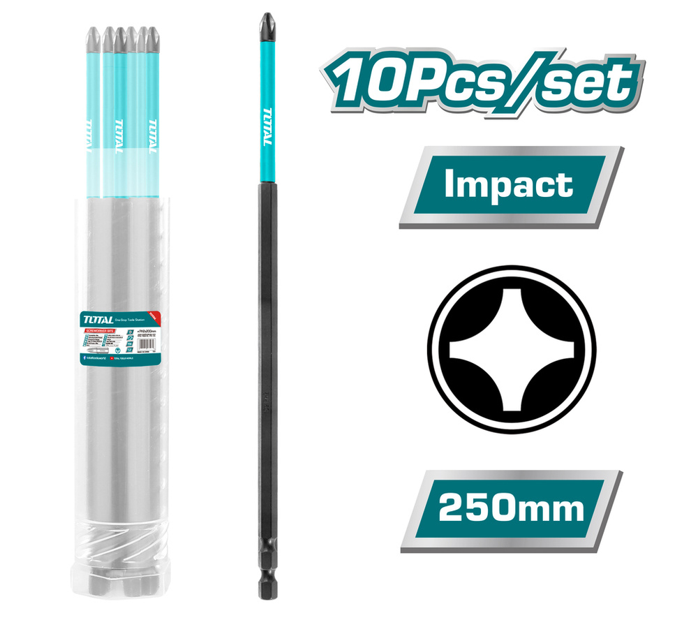 Набор торсионных бит PH2 *250mm (упак.10 шт.) TOTAL TACIM16PH2103 #1