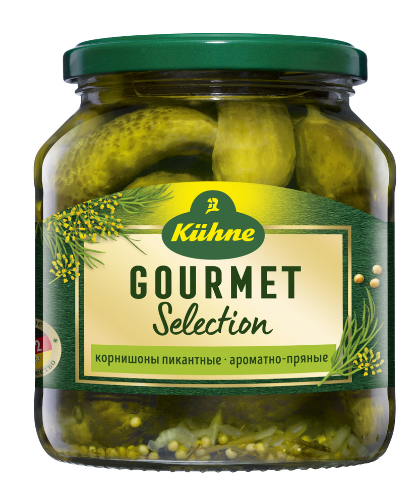 Огурцы Kuhne Fine Gherkins GS Корнишоны маринованные пикантные, 530 г -  купить с доставкой по выгодным ценам в интернет-магазине OZON (553803773)