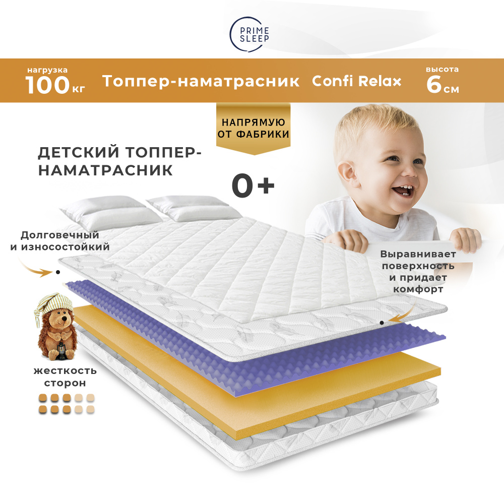 PRIME SLEEP Матрас Confi Relax, Беспружинный, 60х140 см #1